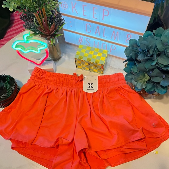 Xersion Vibrant Orange Women's Athletic Shorts - Picture 1 of 16